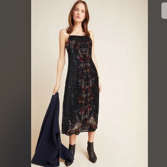 Anthropologie Dresses & Skirts - NWT ANTHROPOLOGIE TALIA BURNOUT VELVET SLIP DRESS by KACHEL 2